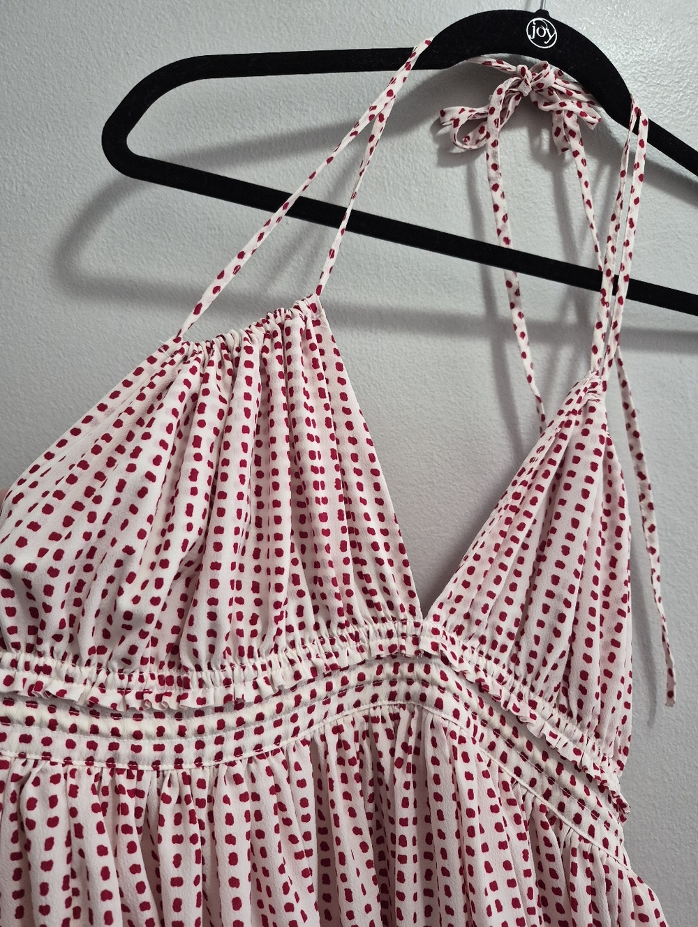 Reset by Jane Polka Dot Miranda Babydoll Double Strap Halter Mini Dress Medium - Picture 2 of 7